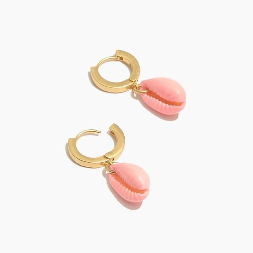 Madewell Painted Cowrie Shell Huggie Hoop Earrings